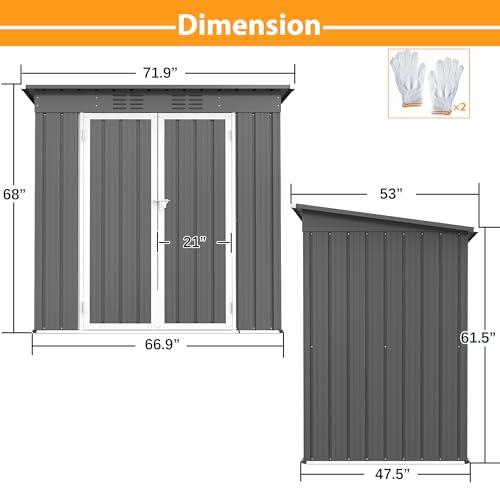 6' x 4' Outdoor Metal Storage Shed