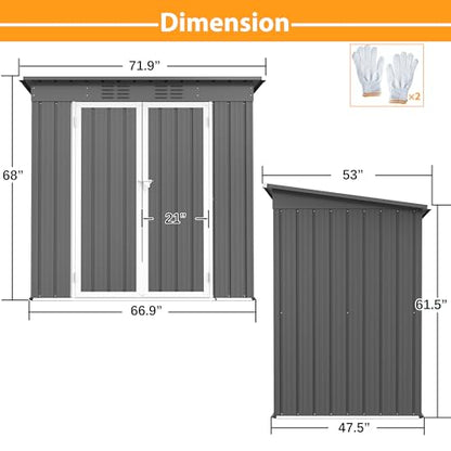 6' x 4' Outdoor Metal Storage Shed