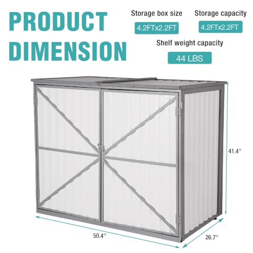 Outdoor Storage Shed 4.2x2.2FT with Metal Frame & Fir Wood