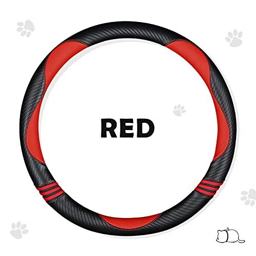 Car Steering Wheel Covers for Women Padded Carbon Fiber PU Leather Cute Auto Interior Accessories for Vehicle