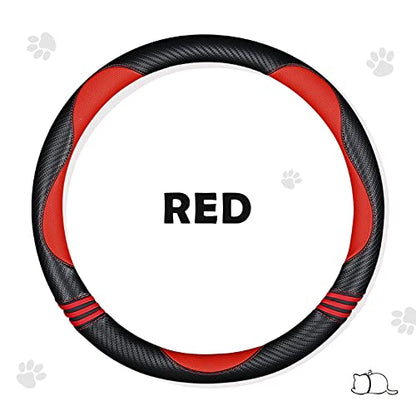 Car Steering Wheel Covers for Women Padded Carbon Fiber PU Leather Cute Auto Interior Accessories for Vehicle