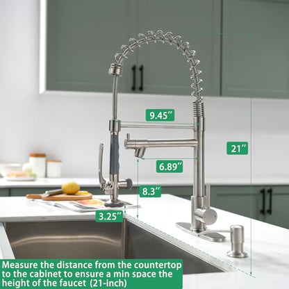 4 Hole Kitchen Sink Faucet with Soap Dispenser Brushed Nickel