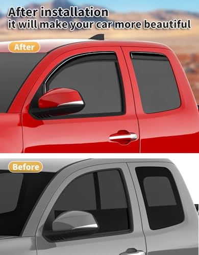 Window Visors Rain Guards for Toyota Tacoma Double Cab 2016 (4 Count)