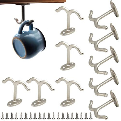 10 Pcs Zinc Alloy Ceiling Double Hook Cabinet Wardrobe Coat Towel Hat Hook Hooks Under Cabinet Shelf (10 Count)