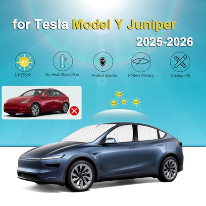 8pcs Full Thicken Sun Shades for 2025 2026 Tesla Model Y Juniper Accessories