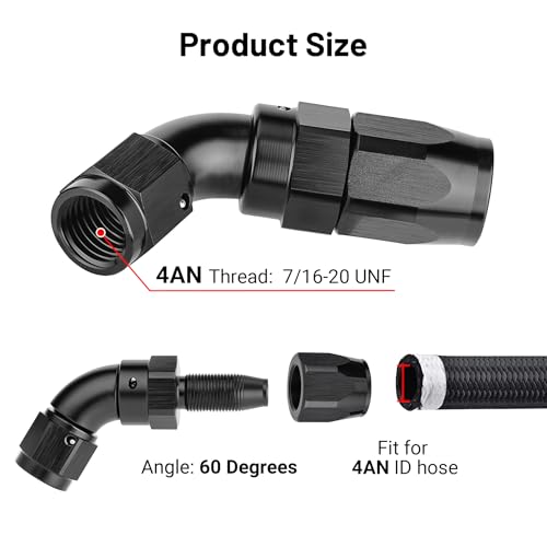 4AN 60 Degree One Piece Full Flow Hose End Fitting Swivel for CPE Braided Hose