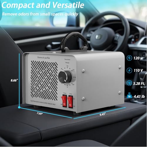 120,000mg/h 0zone Generator High Capacity Ozone Machine & 1 Billion Negative Ion Air Purifier for Home, Car, Pet Odor Removal, O3 Odor Eliminator up to 2,500 Sq. Ft. (4 Count)