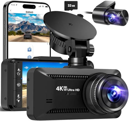 Dash Cam Front Rear 4K