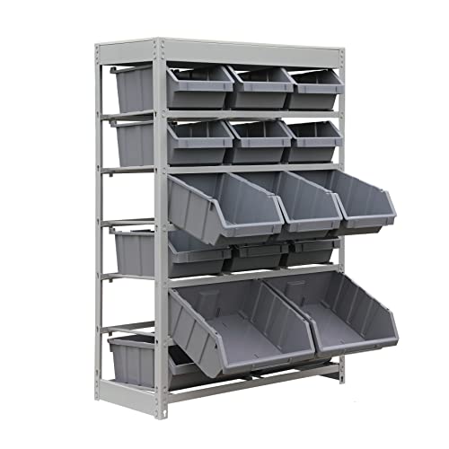 Bin Rack Storage System Heavy Duty Steel Rack Organizer Shelving Unit w