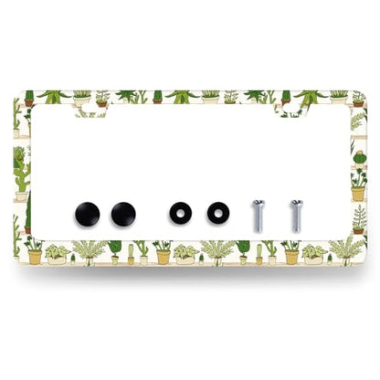 Cute Cactus Stainless Steel Tropical License Plate Frame 12.2 x 6.2 Inch