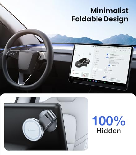 Tesla Phone Mount【Strongest Magnet Power】 Foldable Hidden Tesla Phone Holder Fit for All Phones