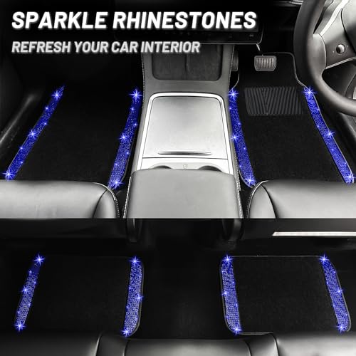 Blue Bling Car Floor Mats Full Set