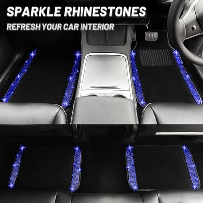 Blue Bling Car Floor Mats Full Set
