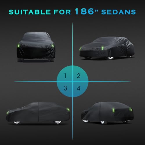 Car Cover Waterproof All Weather for Automobiles Full Exterior Covers Outdoor Rain Sun UV Protection w