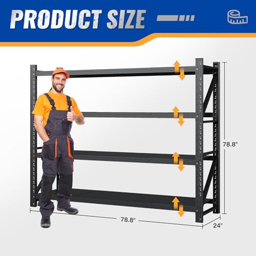 78.8" W Heavy Duty Garage Shelves 7000lbs Garage Metal Shelving Adjustable Storage Shelves for Industrial