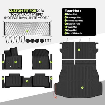 All Weather TPE Floor Mat Set for 2026 Toyota RAV4 Hybrid