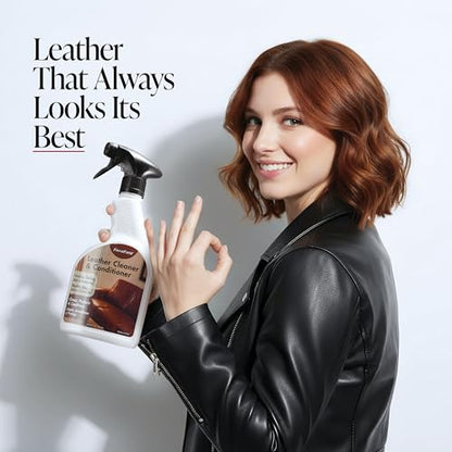 3-in-1 Leather Cleaner & Conditioner (22 oz) - Restores Natural Oils, Removes Stains and Hides Scuffs (22 Fl Oz)