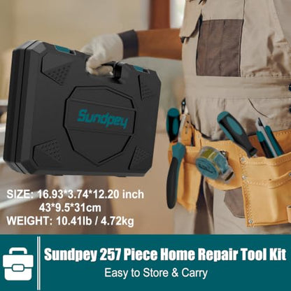 257 Pcs Portable General Basic Hand Tool Kit Set for Home with Case