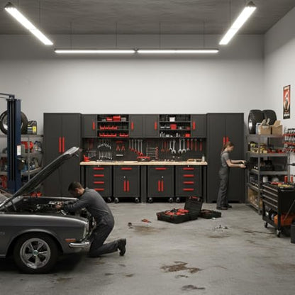 12 PC Heavy Duty Steel Garage Storage Cabinet System & Bench