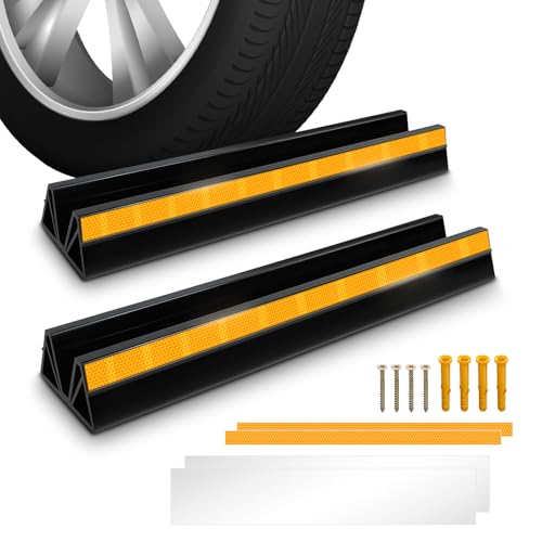 2 Pcs 18'' Parking Car Wheel Stopper for Garage with 2 Installation Methods (2 Count)