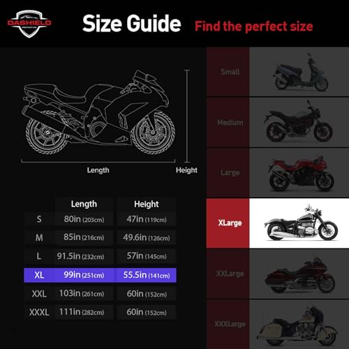 Ultimum Series Motorcycle Cover Waterproof All Weather Protection Universal Heavy Duty Night Reflector with Lock
