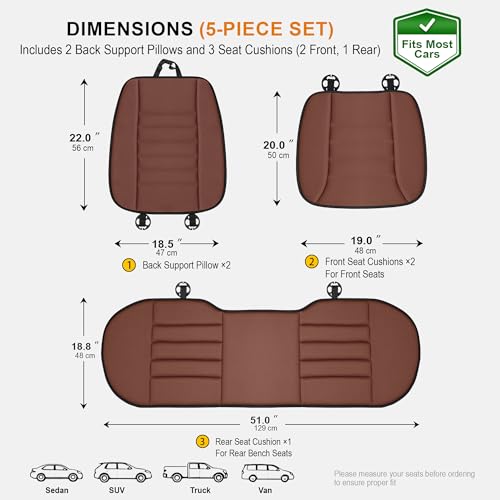 5 Piece Car Seat Cushion Set with Back Support (5 Count)