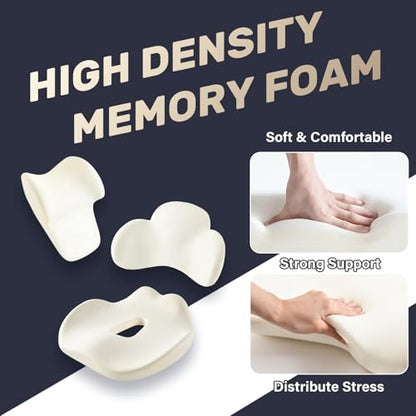 Car Seat Cushion and Lumbar Support with Headrest Pillow Memory Foam Ergonomic Back Support Driving Seat Cushion Neck Head Pillow