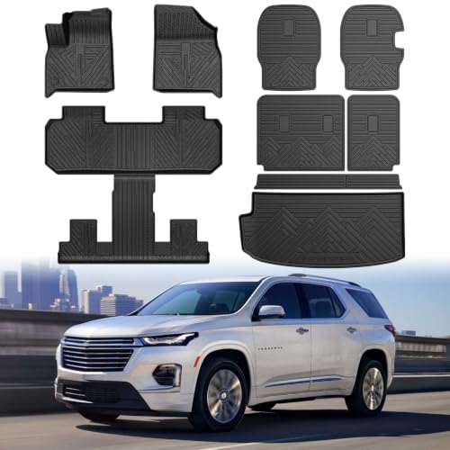 Floor Mat & Cargo Liner for 7 Seats Chevy Traverse 2018 (10 Count)