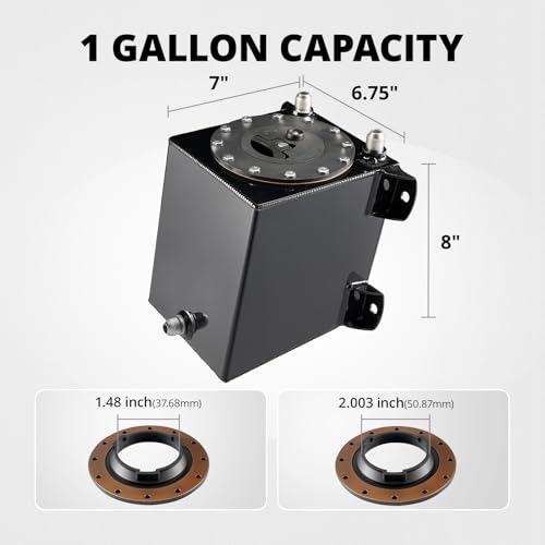 1 Gallon Fuel Cell Gas Tank Aluminum with Cap Street Drift Black