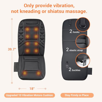 10 Vibrating Massage Nodes Back Massager Chair Pad for Pain Relief