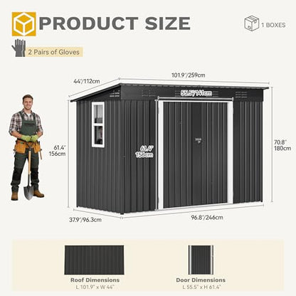 9' x 4' Outdoor Storage Shed with Windows