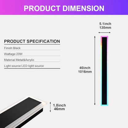 Modern RGB Long Outdoor Wall Lights for House (2 Count)