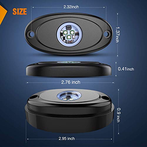 LED Rock Light Pods Waterproof Under Body Wheel Well Light Exterior Interior Lights for Car Truck Pickups ATV UTV SUV Motorcycle Boat (4 Count)