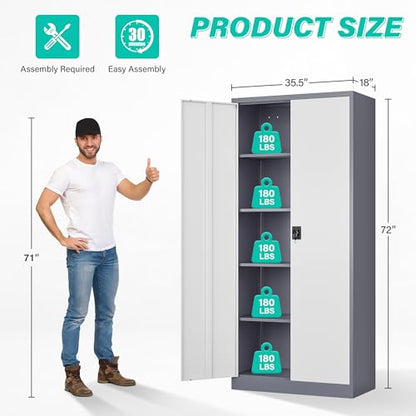 Wide & Deep Metal Storage Cabinet with Shelves