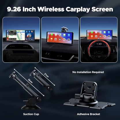 9.26" Carplay Screen for Car with 2.5K Dash Cam