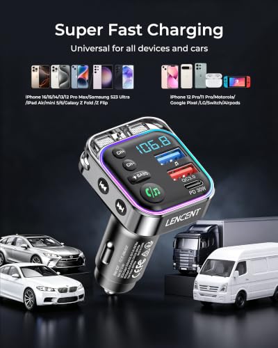 Bluetooth 5.3 FM Transmitter Car Adapter 48W