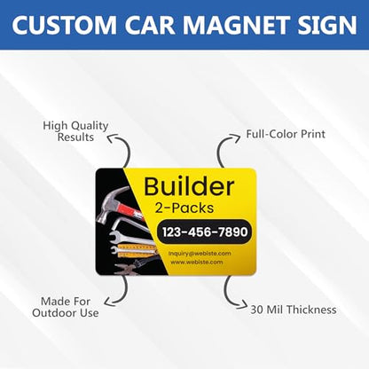 Custom Car Magnet Signs for Builder and Contractor (2 Count)
