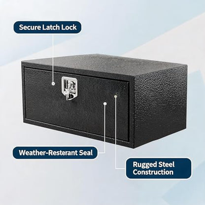 24 in Truck Tool Box Black Steel Truck Storage Tool Box