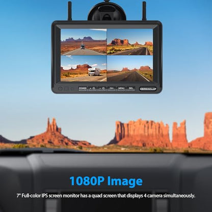 4 Cameras Wireless RV Backup System with 7 (4 Count)