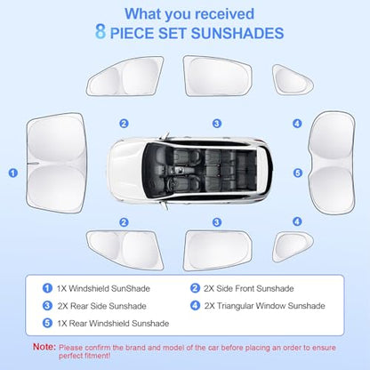 8pcs Car Window Shades for Hyundai Santa Fe 2013 (8 Count)