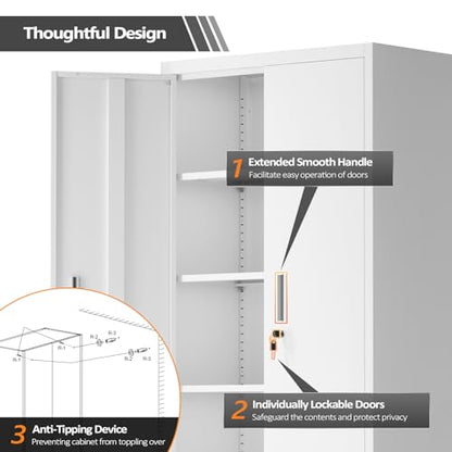 Rolling Metal Storage Cabinet with Adjustable Shelves