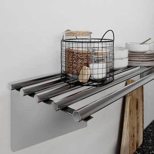 14 in. x 48 in. NSF Stainless Steel Tubular Wall Shelf
