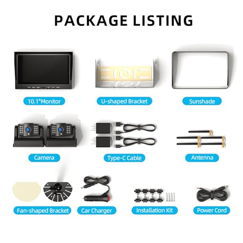 Magnetic Wireless Backup Camera Kit with HD1080P 10” DVR Monitor (2 Count)