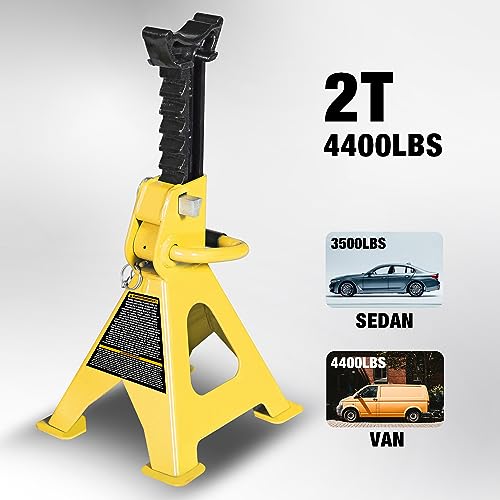 2 Ton Jack Stands with Double Locking and Large Foot Base for Lifting Car (2 Count)