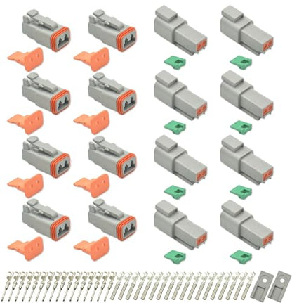 8 Sets 2 Pin DT Waterproof Connector Kit