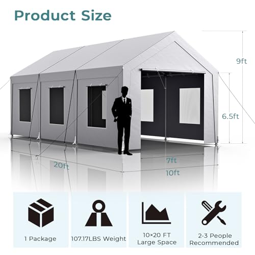 Carport 10x20 ft Heavy Duty