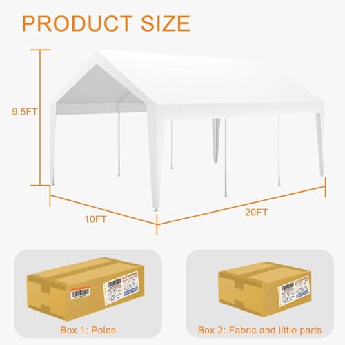 10x20ft Metal Carport with Leg Wrap