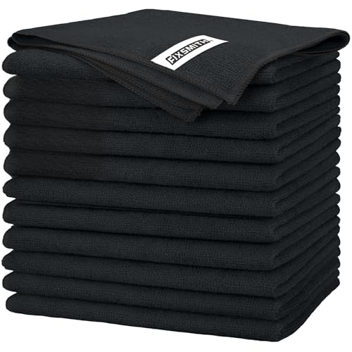 Black Microfiber Cleaning Cloth (12 Count)