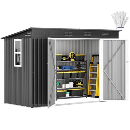 9x4ft Metal Outdoor Storage Shed with Window