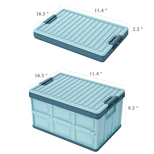 Blue Folding Plastic Stackable Utility Crates 2 (2 Count)